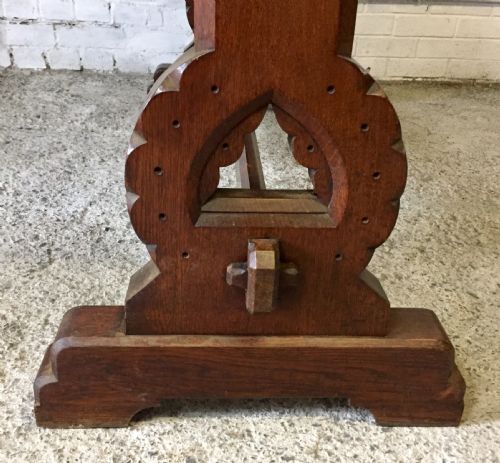 VICTORIAN GOTHIC OAK CONSOLE TABLE WITH MARBLE TOP - ADDITIONAL PHOTO 9
