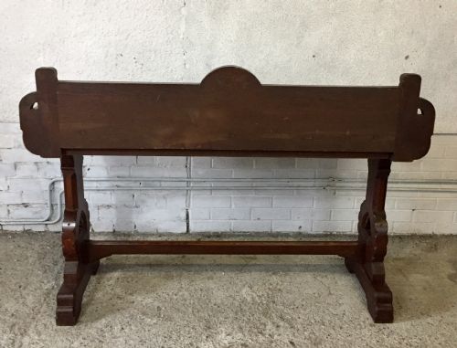 VICTORIAN GOTHIC OAK CONSOLE TABLE WITH MARBLE TOP - ADDITIONAL PHOTO 12
