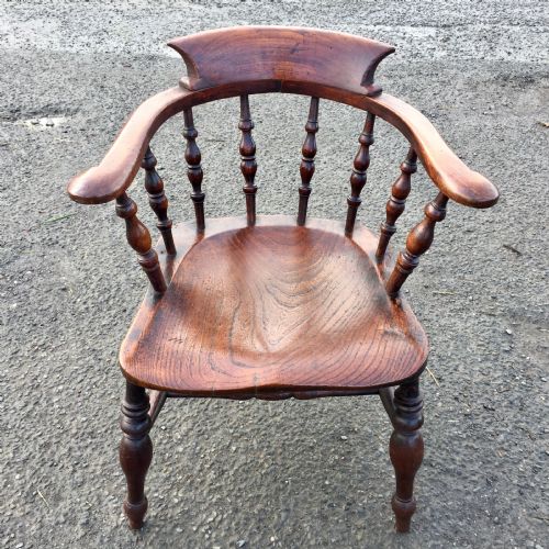 19th century elm and beech elbow bow or captains chair - CATEGORY: ANTIQUE CHAIRS - DATED 19TH CENTURY