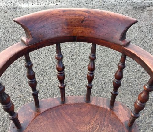 19TH CENTURY ELM AND BEECH ELBOW BOW OR CAPTAINS CHAIR - ADDITIONAL PHOTO 1