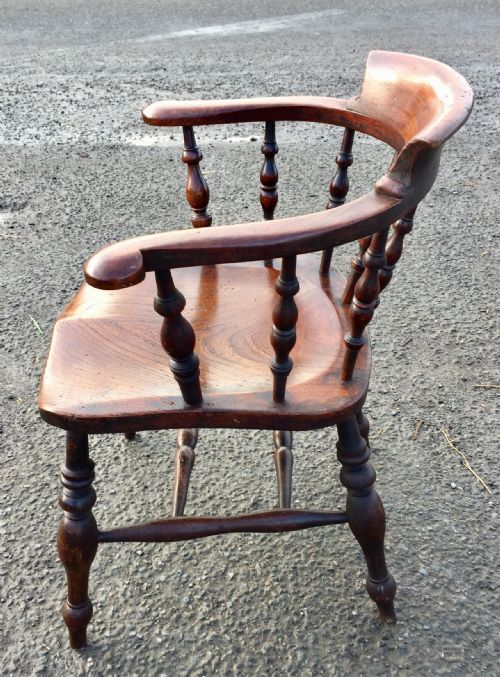 19TH CENTURY ELM AND BEECH ELBOW BOW OR CAPTAINS CHAIR - ADDITIONAL PHOTO 5