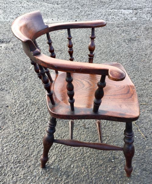 19TH CENTURY ELM AND BEECH ELBOW BOW OR CAPTAINS CHAIR - ADDITIONAL PHOTO 6