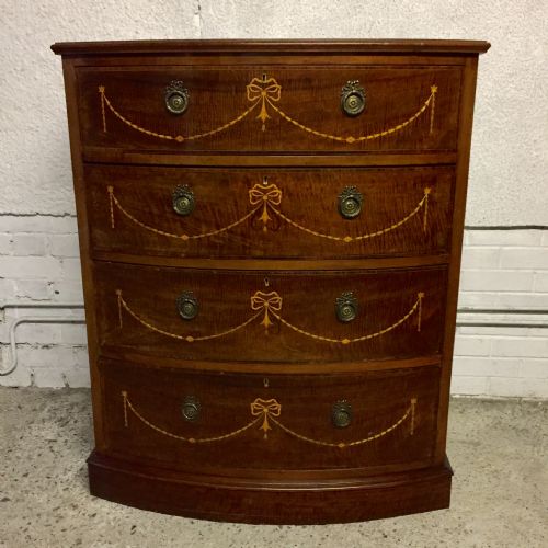 edwardian mahogany bow front chest of drawers - CATEGORY: ANTIQUE CHEST OF DRAWERS - DATED EDWARDIAN