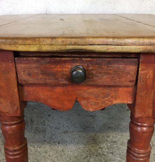 VICTORIAN PINE DROP FLAP TABLE WITH SINGLE DRAWER - ADDITIONAL PHOTO 5