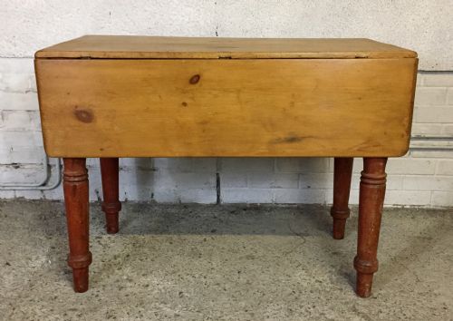 VICTORIAN PINE DROP FLAP TABLE WITH SINGLE DRAWER - ADDITIONAL PHOTO 9