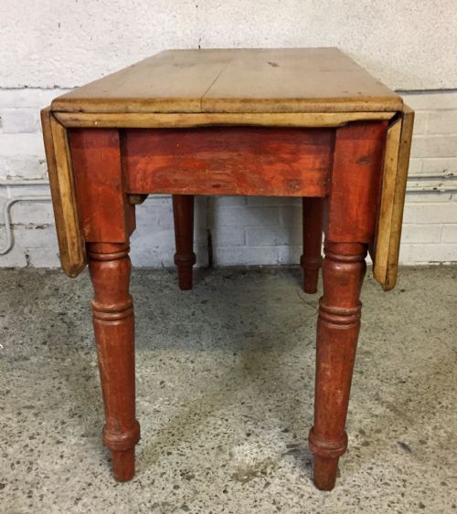 VICTORIAN PINE DROP FLAP TABLE WITH SINGLE DRAWER - ADDITIONAL PHOTO 11