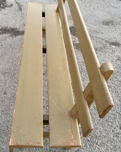 EARLY 20TH CENTURY PAINTED PINE RAILWAY WAITING ROOM BENCH - ADDITIONAL PHOTO 2
