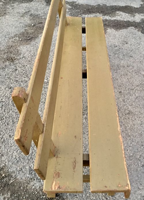 EARLY 20TH CENTURY PAINTED PINE RAILWAY WAITING ROOM BENCH - ADDITIONAL PHOTO 3