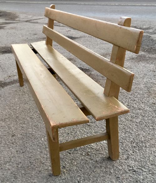 EARLY 20TH CENTURY PAINTED PINE RAILWAY WAITING ROOM BENCH - ADDITIONAL PHOTO 6