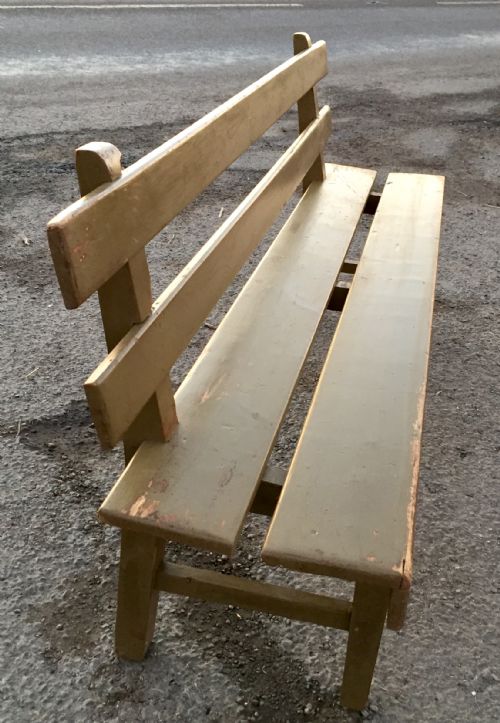 EARLY 20TH CENTURY PAINTED PINE RAILWAY WAITING ROOM BENCH - ADDITIONAL PHOTO 7