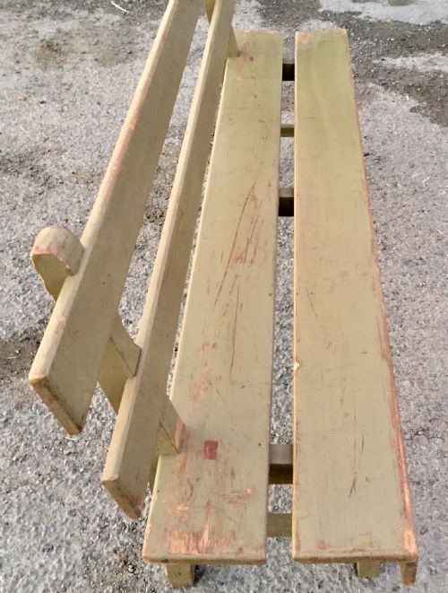 EARLY 20TH CENTURY PAINTED PINE RAILWAY WAITING ROOM BENCH - ADDITIONAL PHOTO 3