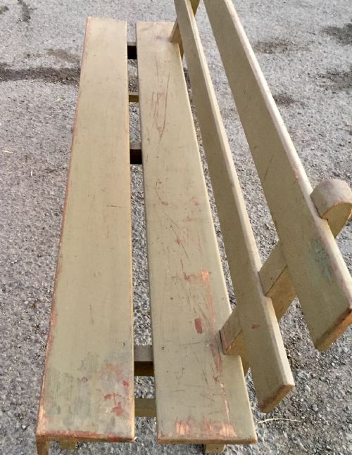 EARLY 20TH CENTURY PAINTED PINE RAILWAY WAITING ROOM BENCH - ADDITIONAL PHOTO 4