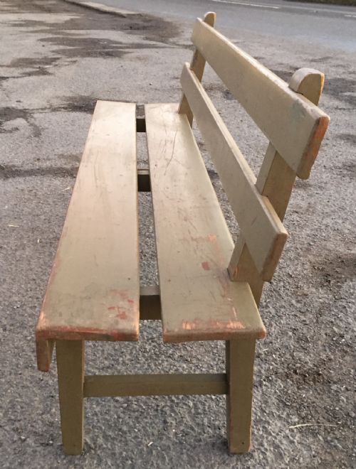 EARLY 20TH CENTURY PAINTED PINE RAILWAY WAITING ROOM BENCH - ADDITIONAL PHOTO 6