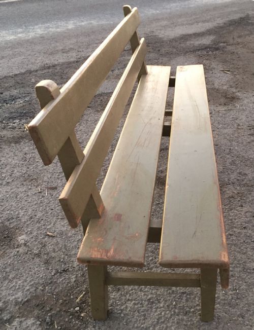 EARLY 20TH CENTURY PAINTED PINE RAILWAY WAITING ROOM BENCH - ADDITIONAL PHOTO 7