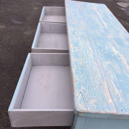 EARLY 19TH CENTURY PINE SERVING TABLE WITH LAYERS OF OLD PAINT - ADDITIONAL PHOTO 5
