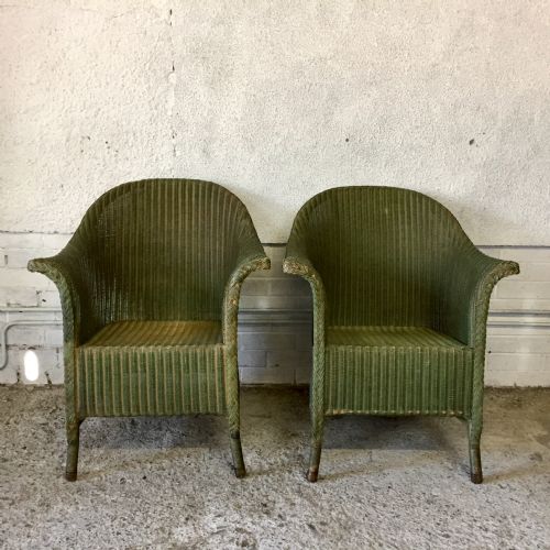 Pair of 1930’S Lloyd Loom Chairs in Original Colour
