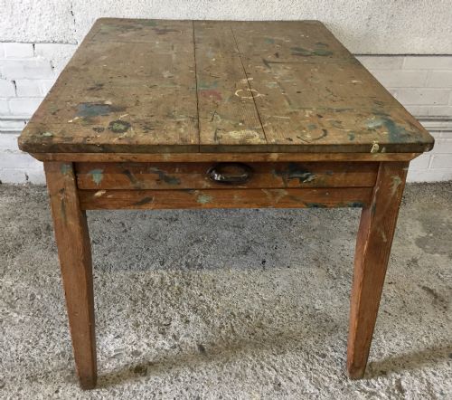 VICTORIAN PINE KITCHEN TABLE USED AS AN ART TABLE PREVIOUSLY - ADDITIONAL PHOTO 1