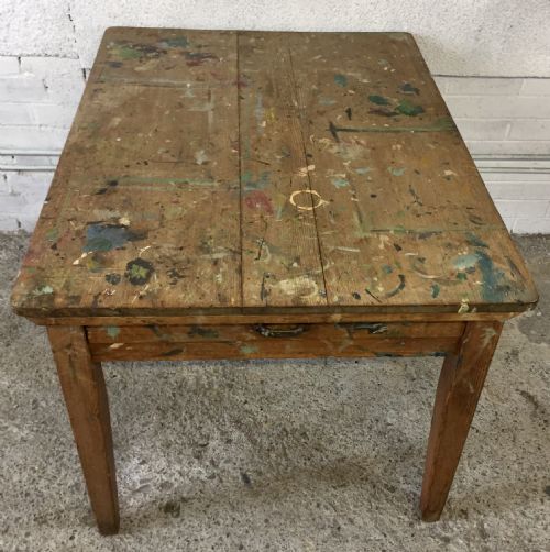 VICTORIAN PINE KITCHEN TABLE USED AS AN ART TABLE PREVIOUSLY - ADDITIONAL PHOTO 2