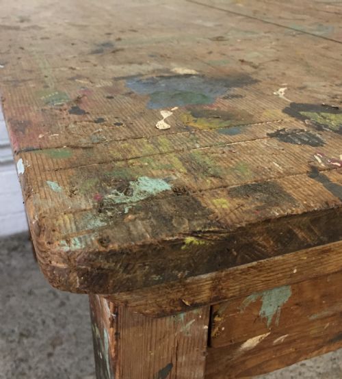 VICTORIAN PINE KITCHEN TABLE USED AS AN ART TABLE PREVIOUSLY - ADDITIONAL PHOTO 4