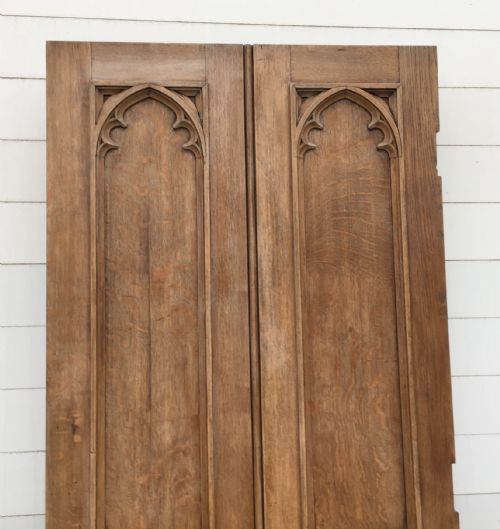 VICTORIAN GOTHIC OAK INTERNAL DOOR WITH BLIND TRACERY DETAIL TO BOTH SIDES - ADDITIONAL PHOTO 1