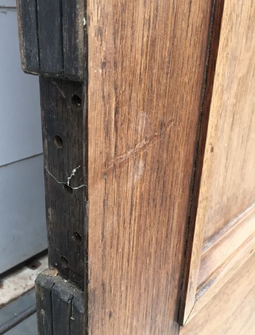 VICTORIAN GOTHIC OAK INTERNAL DOOR WITH BLIND TRACERY DETAIL TO BOTH SIDES - ADDITIONAL PHOTO 8