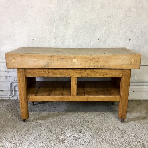 early 20th century butchers block on base - CATEGORY: ANTIQUE MISCELLANEOUS - DATED 1920