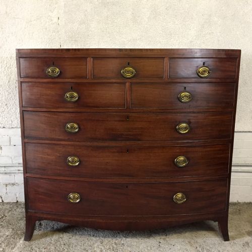 very unusual george iii mahogany bow front chest - CATEGORY: ANTIQUE CHEST OF DRAWERS - DATED GEORGIAN