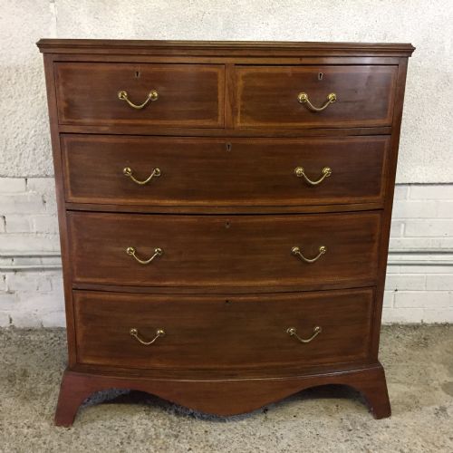 edwardian mahogany bow front chest of drawers - CATEGORY: ANTIQUE CHEST OF DRAWERS - DATED EDWARDIAN