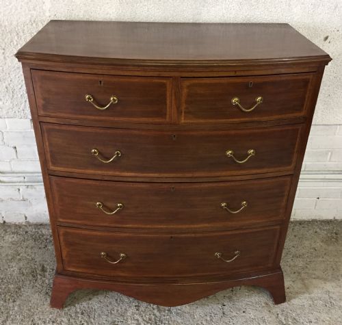 EDWARDIAN MAHOGANY BOW FRONT CHEST OF DRAWERS - ADDITIONAL PHOTO 1