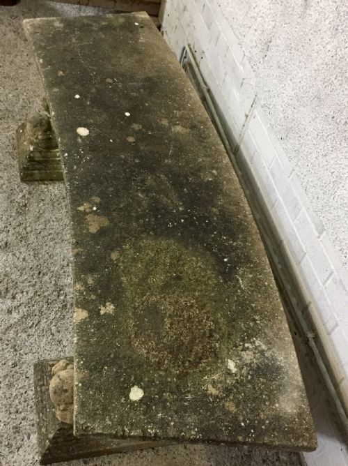 RECONSTITUTED STONE CURVED GARDEN BENCH - ADDITIONAL PHOTO 1