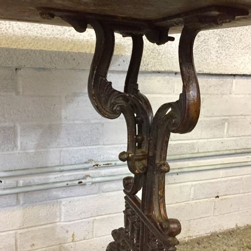 VICTORIAN PUB TABLE WITH CAST IRON BASE AND ORIGINAL MAHOGANY TOP - ADDITIONAL PHOTO 5