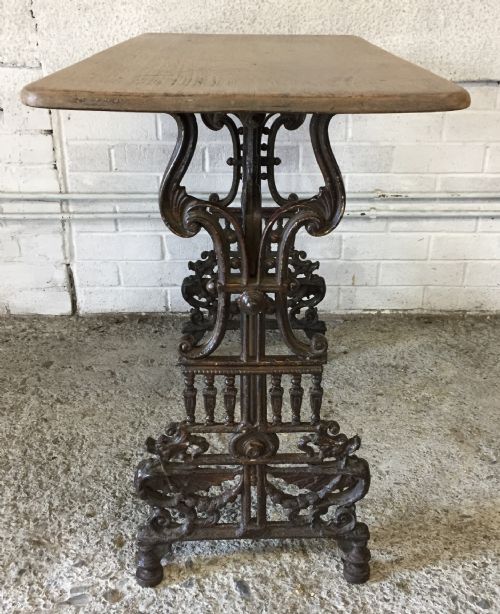 VICTORIAN PUB TABLE WITH CAST IRON BASE AND ORIGINAL MAHOGANY TOP - ADDITIONAL PHOTO 7