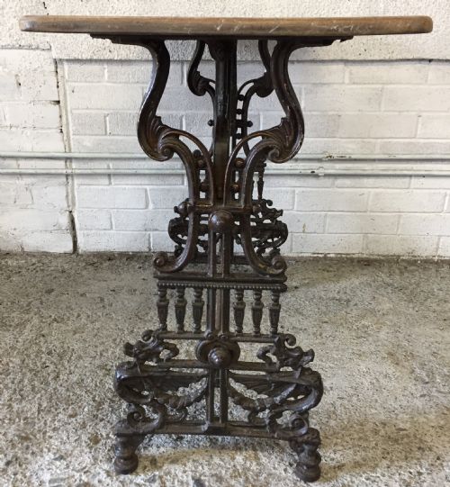 VICTORIAN PUB TABLE WITH CAST IRON BASE AND ORIGINAL MAHOGANY TOP - ADDITIONAL PHOTO 12
