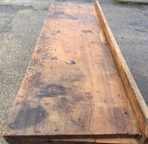 PINE WORK BENCH WITH SINGLE PLANK HARDWOOD TEAK TOP - ADDITIONAL PHOTO 14