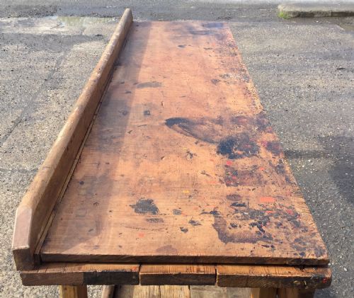 PINE WORK BENCH WITH SINGLE PLANK HARDWOOD TEAK TOP - ADDITIONAL PHOTO 15