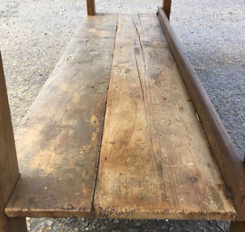 PINE WORK BENCH WITH SINGLE PLANK HARDWOOD TEAK TOP - ADDITIONAL PHOTO 24