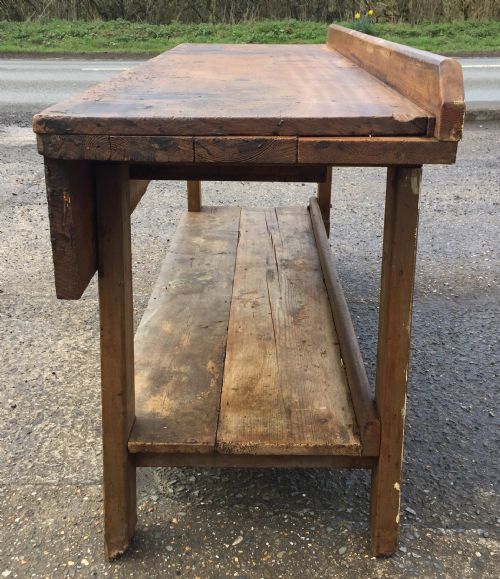 PINE WORK BENCH WITH SINGLE PLANK HARDWOOD TEAK TOP - ADDITIONAL PHOTO 25