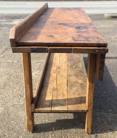 PINE WORK BENCH WITH SINGLE PLANK HARDWOOD TEAK TOP - ADDITIONAL PHOTO 26