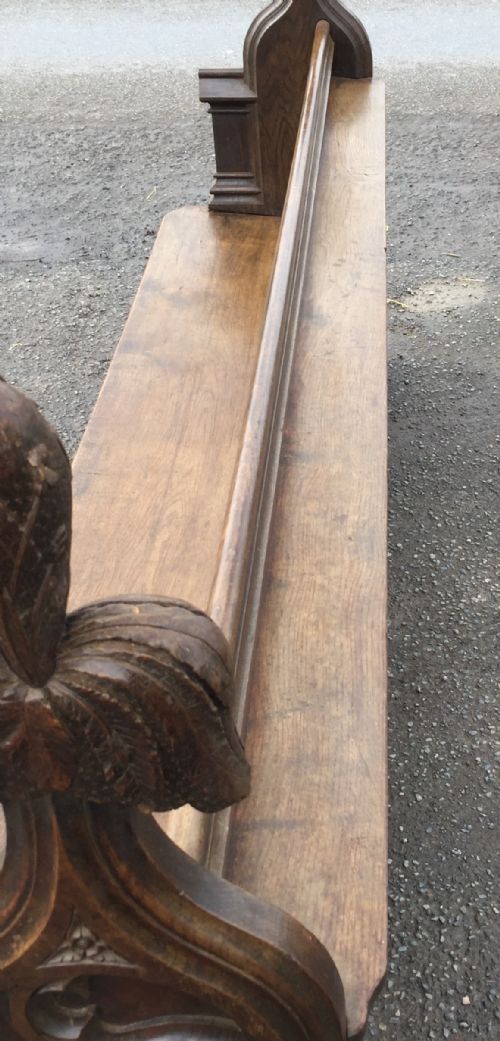 LARGE VICTORIAN CARVED OAK PEW - ADDITIONAL PHOTO 1
