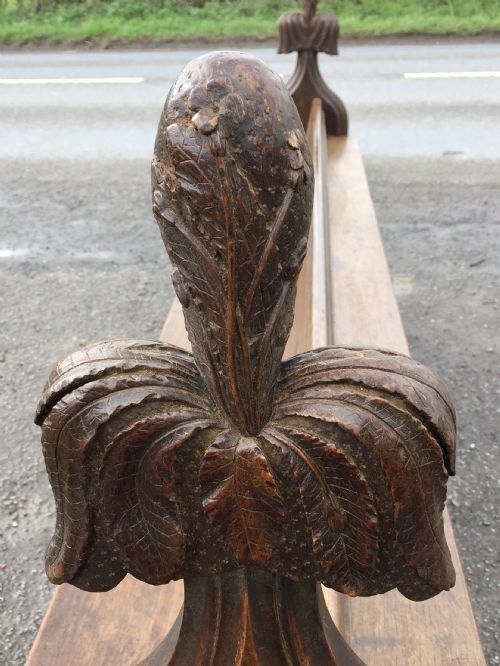 LARGE VICTORIAN CARVED OAK PEW - ADDITIONAL PHOTO 5