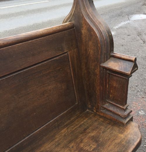 LARGE VICTORIAN CARVED OAK PEW - ADDITIONAL PHOTO 6