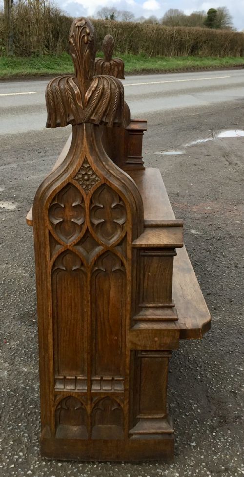 LARGE VICTORIAN CARVED OAK PEW - ADDITIONAL PHOTO 8