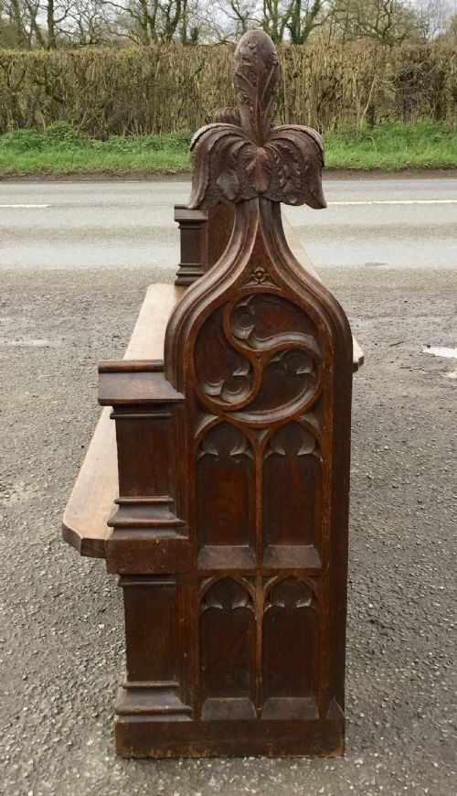 LARGE VICTORIAN CARVED OAK PEW - ADDITIONAL PHOTO 9