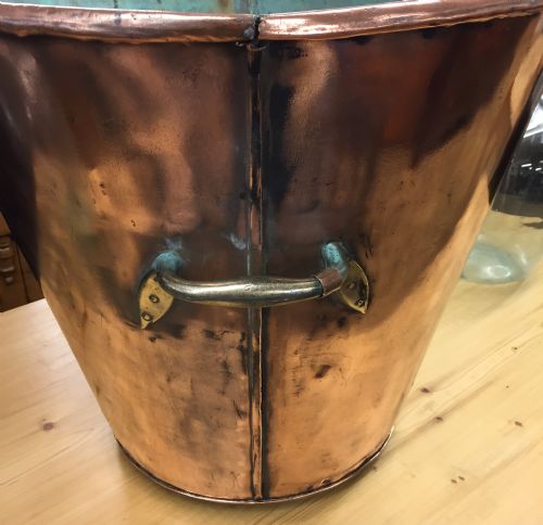 19TH CENTURY COPPER POT WITH BRASS HANDLES AND COPPER RIVETS - ADDITIONAL PHOTO 5