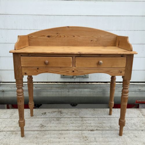 victorian pine side writing table with 2 drawers and a gallery back - CATEGORY: ANTIQUE TABLES - DATED VICTORIAN