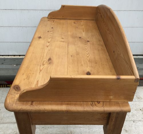 VICTORIAN PINE SIDE WRITING TABLE WITH 2 DRAWERS AND A GALLERY BACK - ADDITIONAL PHOTO 1