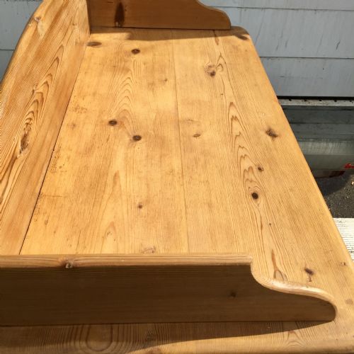 VICTORIAN PINE SIDE WRITING TABLE WITH 2 DRAWERS AND A GALLERY BACK - ADDITIONAL PHOTO 2