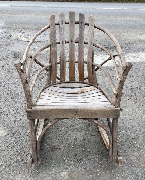 MATCHING SET OF AMERICAN PORCH STICK FURNITURE COMPRISING 2 ROCKERS 2 ARM CHAIRS AND A BENCH - ADDITIONAL PHOTO 1