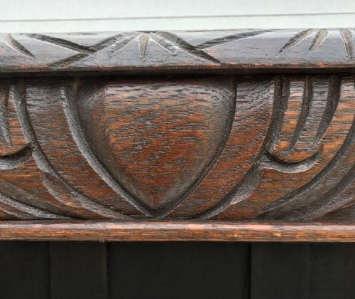 VICTORIAN ENGLISH CARVED OAK BOOKCASE WITH ADJUSTABLE SHELVES - ADDITIONAL PHOTO 2