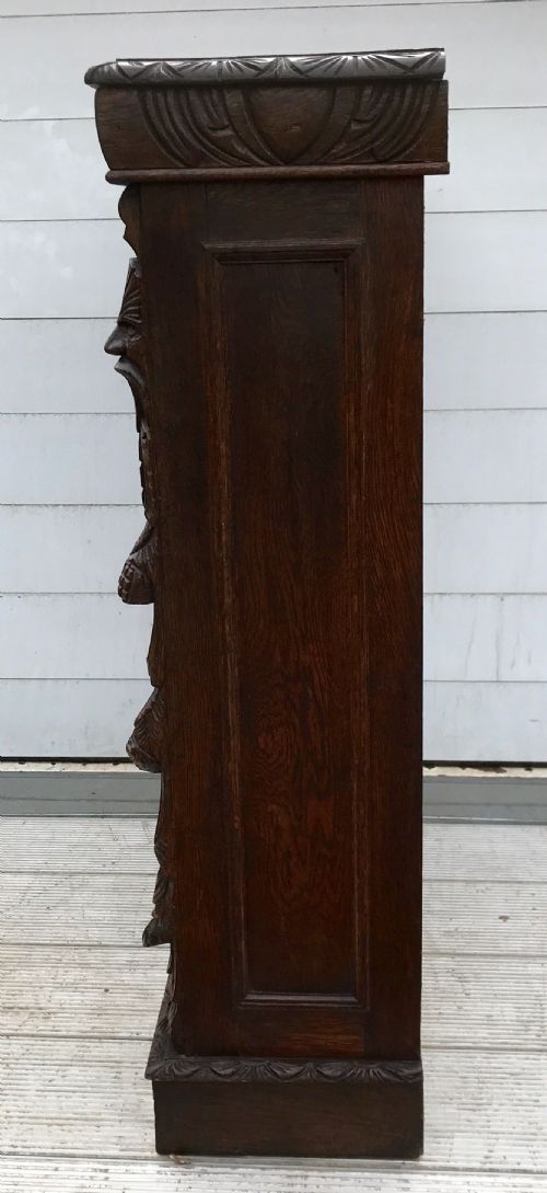 VICTORIAN ENGLISH CARVED OAK BOOKCASE WITH ADJUSTABLE SHELVES - ADDITIONAL PHOTO 8